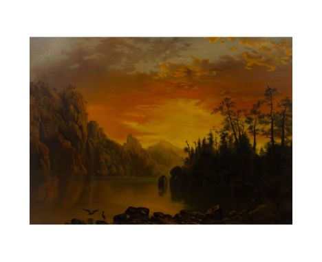 After Albert Bierstadt (German-American, 1830-1902) 'California Scenery: Sunset View' Oil on Canvas  Undated, unsigned, a cop