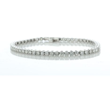Fifty eight round brilliant cut diamonds set in this stunning diamond tennis bracelet. The length of the bracelet is 7 inches