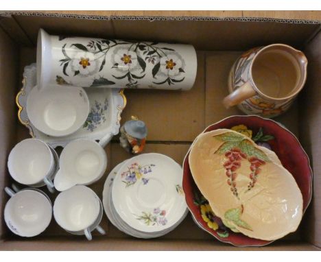 A part tea service by Shelly together with a Portmeirion flower vase, Carlton ware dishes and a Bursley ware jug.(2) 