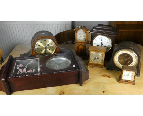 A Chinese Polaris 15 day chiming wall clock and 6 mantle clocks 
