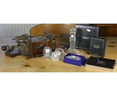 A collection of mantle clocks, to include a Dutch wall clock with Delft panels 