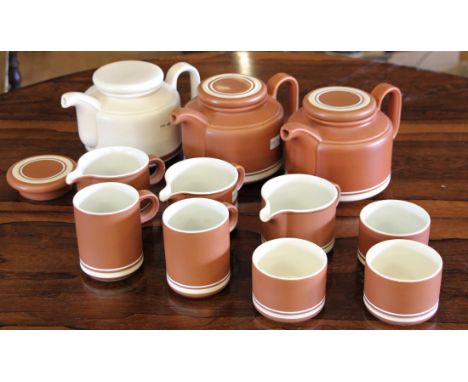 A Hornsea Pottery Saffron pattern part dinner service, a Contrast pattern part tea service and a Golden Jubilee part tea serv