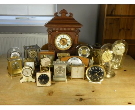 An Edwardian mantle, an Elliott oak cased clock and other clocks (2) 