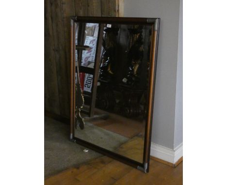 A pine 5 shelf bookcase, 174 x 72 x 27 cm, together with a mahogany framed bevel edged wall mirror 111 x 85 cm