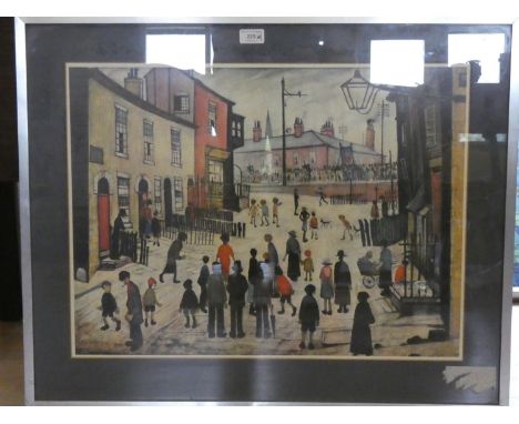After Lowry, A Procession, print, 45 x 60 cm, R. Simm, Tillington Farm, ltd ed print 416/850 and  other prints 