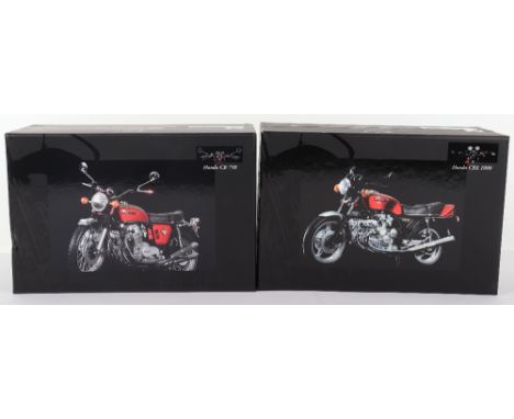 Two Boxed Minichamps Classic Honda Bikes Series, metal 1:12 scale, No.62 Honda CB 750 1968-78 red metallic motorcycle and No.