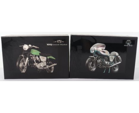 Two Boxed Minichamps Classic Bikes Series, metal 1:12 scale, No.2 Norton Commando 750 fastback 1968  motorcycle and No.75 Duc