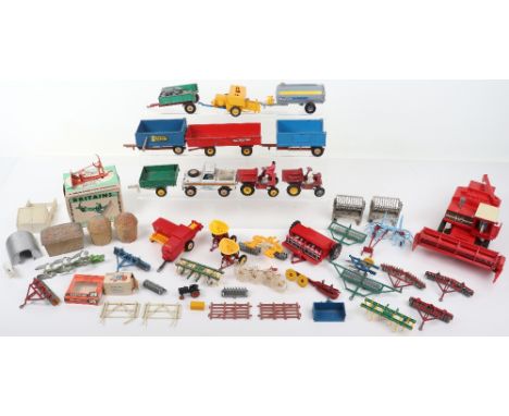 Large Quantity of Britains Farm Machinery and Implements, including: Massey Ferguson 760 Combine Harvester, boxed 9536 Muledo