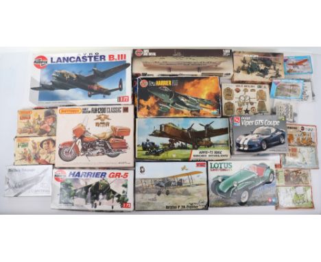 Quantity Of Plastic Model Kits, including: Airfix Short Stirling, Avro Lancaster, Harrier GR-5,Bae Harrier GR7,English Musket