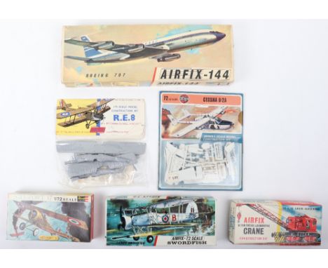 Quantity of Vintage boxed plastic model kits, including Airfix -72 scale swordfish, model has been partially painted and buil