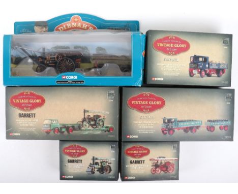 Five Corgi Vintage Glory of Steam boxed diecast models, including Garrett 10 ton road roller “the Baroness”, Garrett 4cd Show