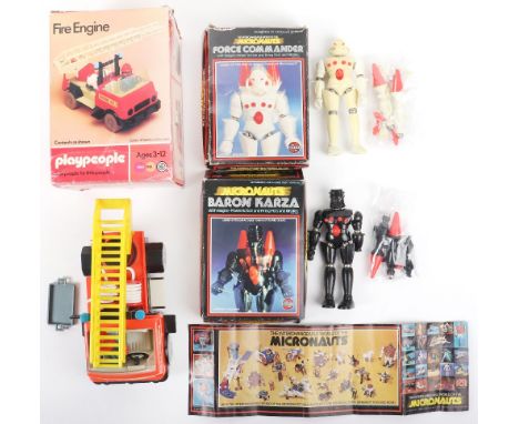 Vintage Marx toys boxed Playpeople fire engine, including a complete boxed set, missing inner packing and instructions, in go