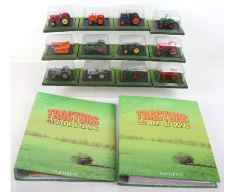 Quantity of Hachette Tractors and the world of farming folders, including two folders, 550+ pages on animals, crops and produ