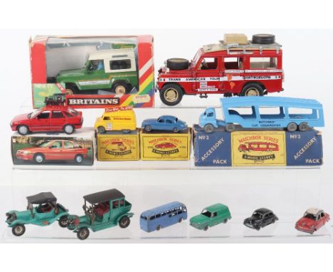 Mixed Vintage Diecast, including boxed Matchbox Moko Lesney No 2 Accessory pack Bedford Car Transporter, 42a Evening News Van