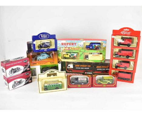 Various collectors' diecast scale model vehicles to include Corgi Classics 'Some Mothers Do 'ave 'em', The Avengers, Rupert 7