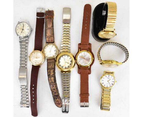 Eight gentlemen's wristwatches to include Poljot De Luxe Automatic, Sekonda, Timex, Burnex Automatic and a gold plated Excali