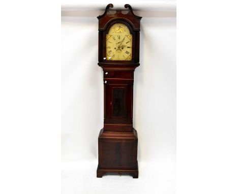 THOMAS EAMES; a Georgian mahogany eight-day longcase clock, the painted dial set with Roman numerals, secondary dial and date