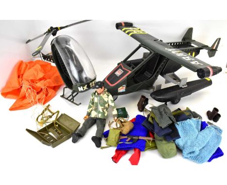 ACTION MAN; to include Red Devil free fall parachutist, accessories, Chopper and seaplane.