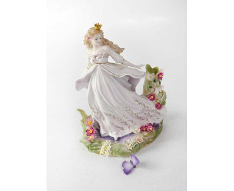 ROYAL WORCESTER; figure, 'Titania, The Queen of the Fairies', height 26cm (af).Condition Report: One butterfly has come loose
