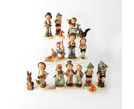HUMMEL GOEBEL; thirteen figures of children to include musicians, walkers, climbers, animals, etc (13).