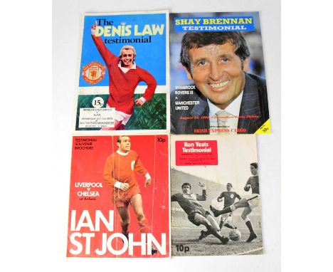 A group of four testimonial programmes comprising Ron Yeats, 13th May 1974, bearing signatures to include Ian St John, Steve 