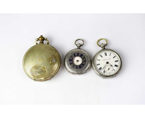 A silver open face pocket watch, the white dial set with Roman numerals and subsidiary dial, a hallmarked silver half hunter 