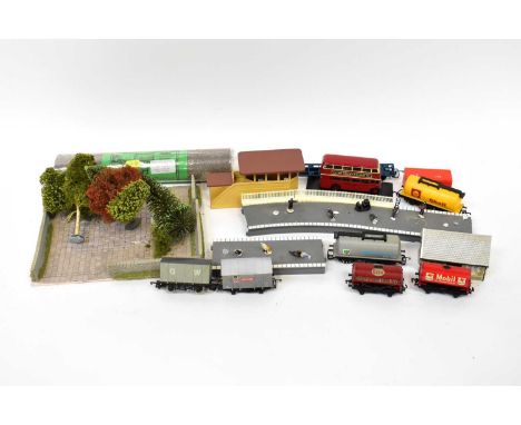 HORNBY; a quantity of OO gauge rolling stock to include Mobil, Shell and Esso oil tankers, BP chemicals, various trees and st