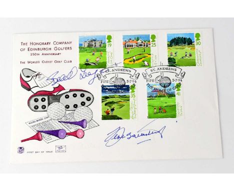 GOLF; a first day cover bearing the signatures of Seve Ballesteros and Bernhard Langer.Condition Report: We have not authenti