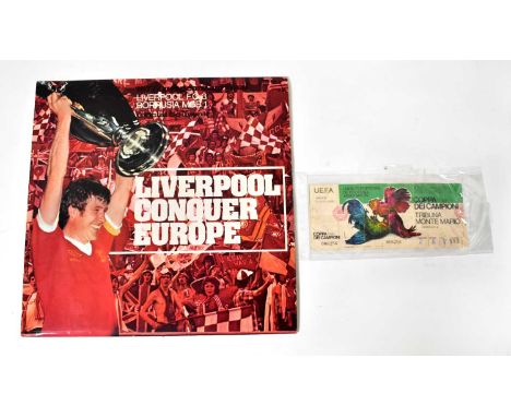 LIVERPOOL FC; LP 'Liverpool Conquer Europe: The 1977 European Cup Final', bearing signatures to back, to include Ian Callagha