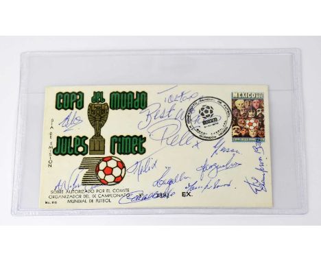BRAZIL 1970; a first day cover bearing the signatures of the Brazil 1970 team to include Pele, etc.Condition Report: We have 
