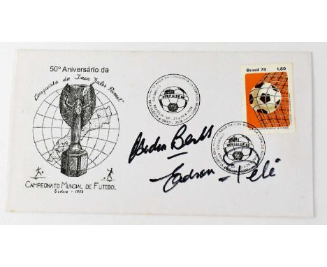 PELE; a first day cover bearing the footballer's signature and also signed by Gordon Banks.Condition Report: We have not auth