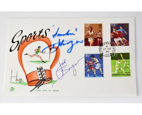 JOE FRAZIER; a first day cover bearing the boxer's signature and also the signature of Joe Bugner.Condition Report: We have n