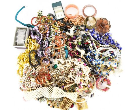 A large collection of vintage and modern costume jewellery.