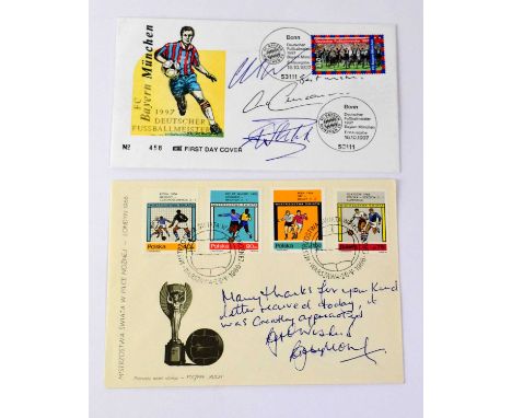 WORLD CUP 1966; a first day cover bearing signature and dedication from Bobby Moore, and a first day cover bearing signatures