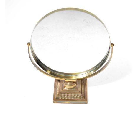 DURLSTON DESIGNS LTD; a vintage circular swivel toilet mirror on square stepped Corinthian base, 49 x 36cm.