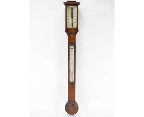 A 19th century Nugent Wells, Newport Standard stick barometer, height 95cm, with thermometer.Condition Report: We cannot post