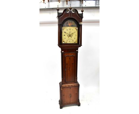 T. BLAKEWAY WELLINGTON: a Georgian mahogany and oak inlaid eight-day longcase clock, the painted arched dial depicting Britan