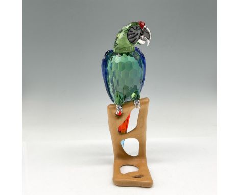 Part of the Paradise Birds collection. Beautifully crafted crystal figural made in green, blue, and orange crystals with silv