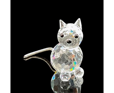 Clear faceted body and face with jet crystal eyes and nose. Silver coiled tail. Swarovski backstamp. 7659 031 000. This item 