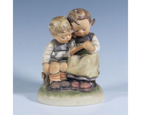 Matte finish. Depicts two children on learning session. Goebel backstamp. Artist: M. I. HummelIssued: 1956Dimensions: 3''L x 