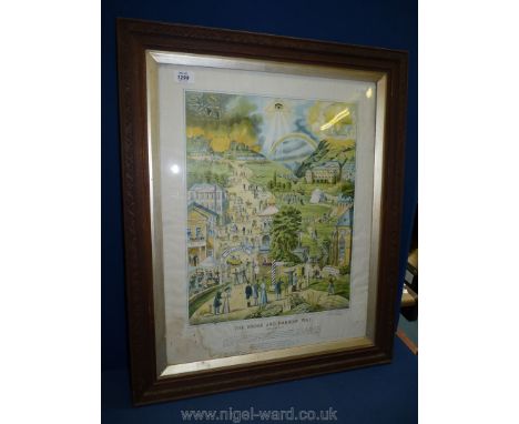 A large framed Print of The Broad and Narrow way' designed by Mrs Charlotte Reihlen of Stuttgart 1862, references to the bibl