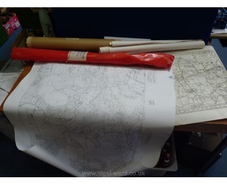 A roll of Ordnance Survey maps including Monmouthshire, Black Mountains and Herefordshire plus part of lands of Surrey, Susse