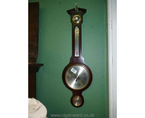 A Banjo Barometer/thermometer by Comitti of London, 25 1/2'' long.