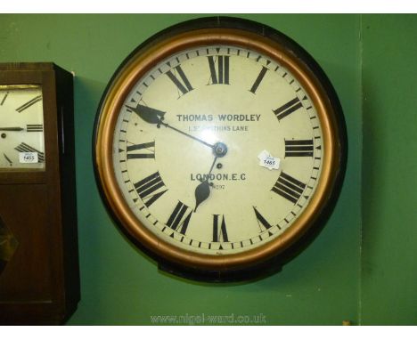 A collectable fusee movement Wall Clock of impressive proportions, the cream face with Roman numerals, bearing the name ''Tho