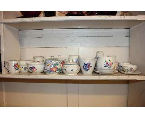 A large collection of Poole Pottery, including bowls, jam pots, ashtrays and vases (a/f)