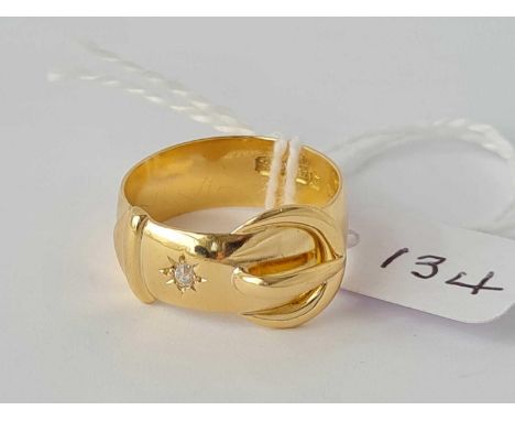 CHESTER 1918 -  18CT GOLD DIAMOND SET buckle ring size R