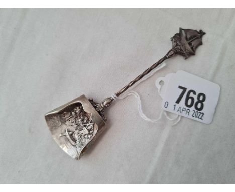 A continental silver caddy spoon (800 standard) embossed bowl