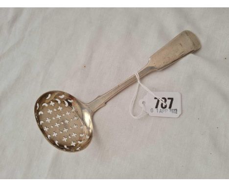 A fiddle pattern Exeter sifter ladle with oval bowl - 1829 by G Ferris 