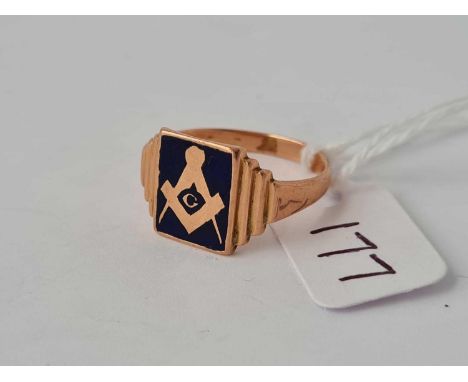 A masonic ring 9ct - size T - 3.6 g.
