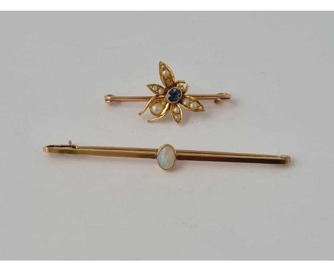 An insect gold brooch and 9ct gold opal example 